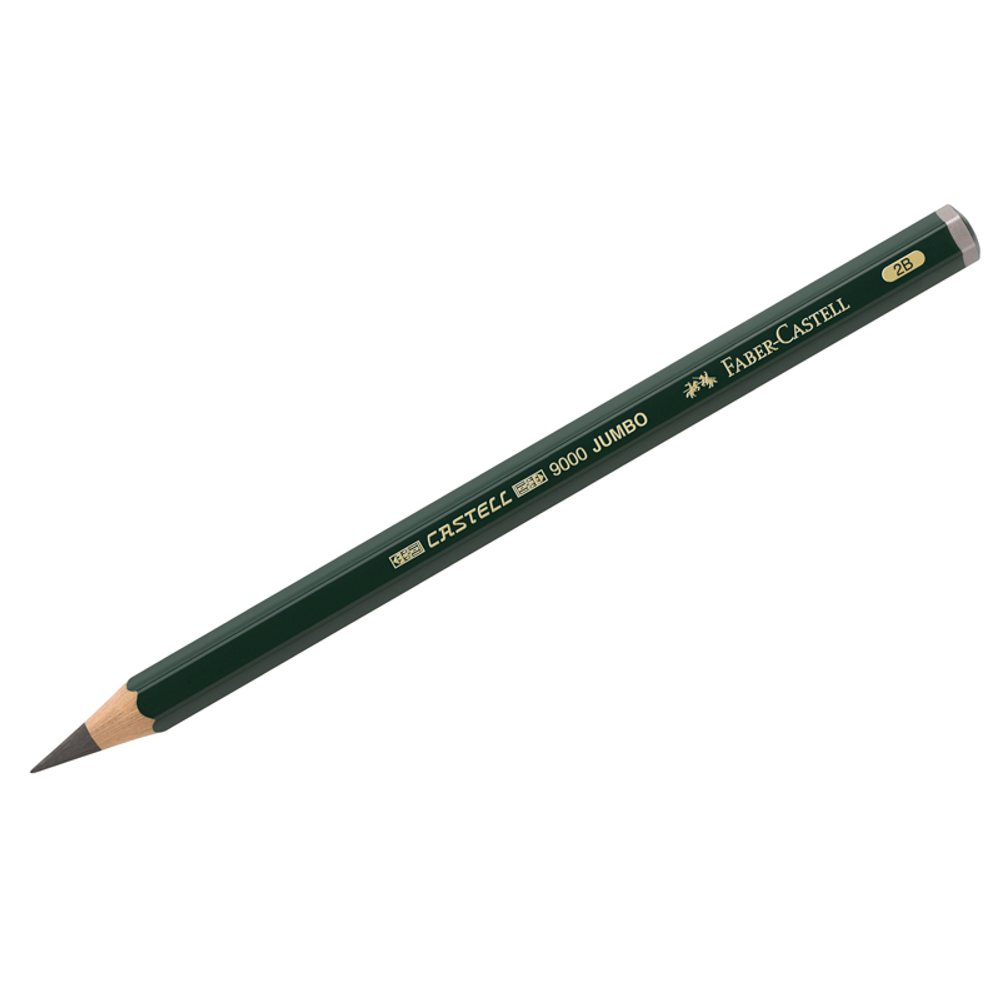 Карандаш ч/г Faber-Castell "Castell 9000 Jumbo" 2B, утолщен., заточен.