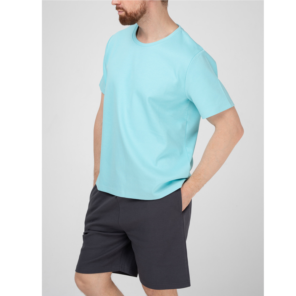 Мужская пижама (голубая футбока, серые шорты) Opium Sport&Home F-157