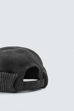 ZARA КОРОТКАЯ КОМБИНИРОВАННАЯ ШАПКА, АНТРАЦИТОВО-СЕРЫЙ