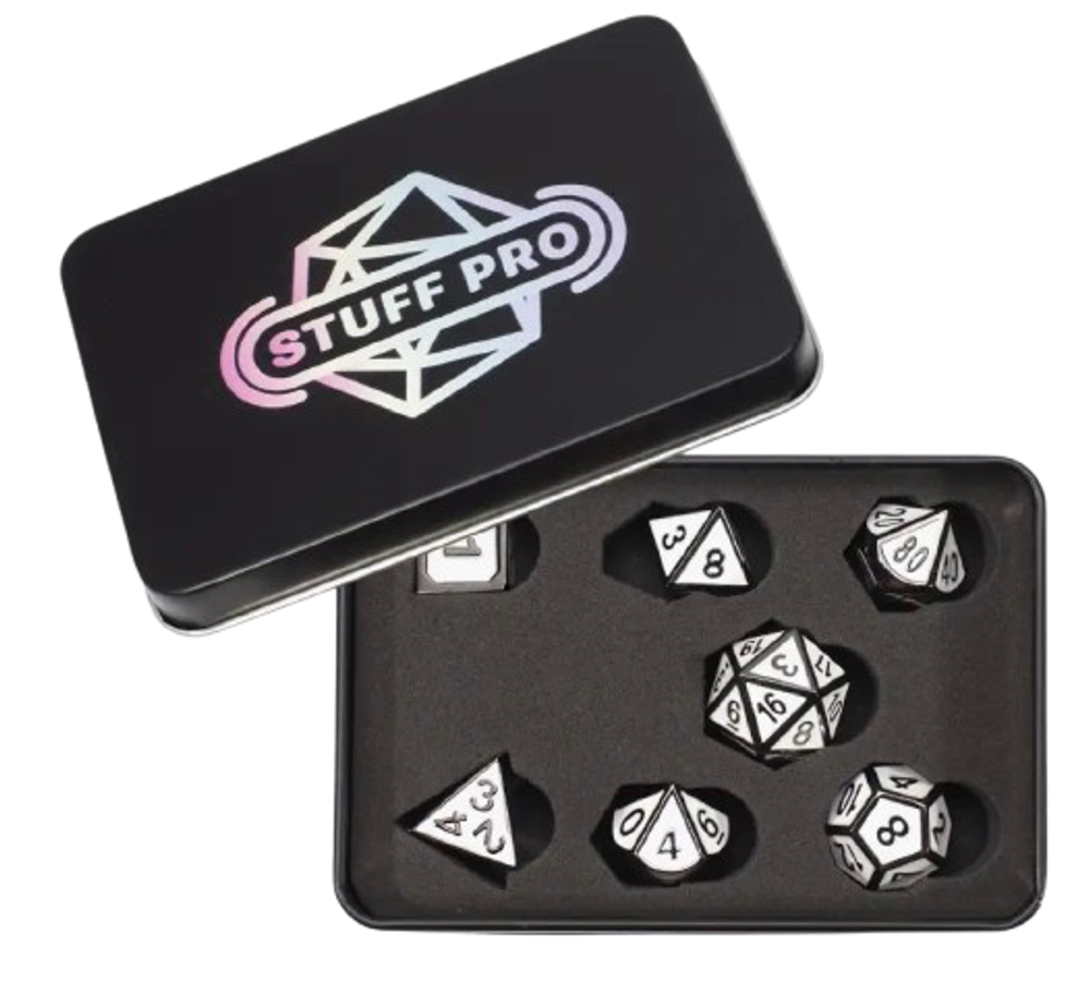 Набор дайсов Stuff-Pro (черный с белой заливкой)