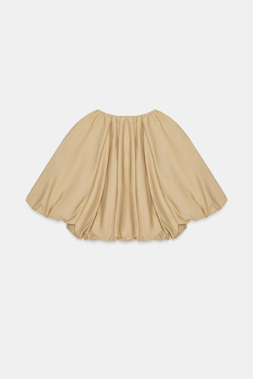 ZARA УКОРОЧЕННЫЙ ТОП-БАЛЛОН ИЗ ПОПЛИНА, РЫЖЕВАТО-КОРИЧНЕВЫЙ