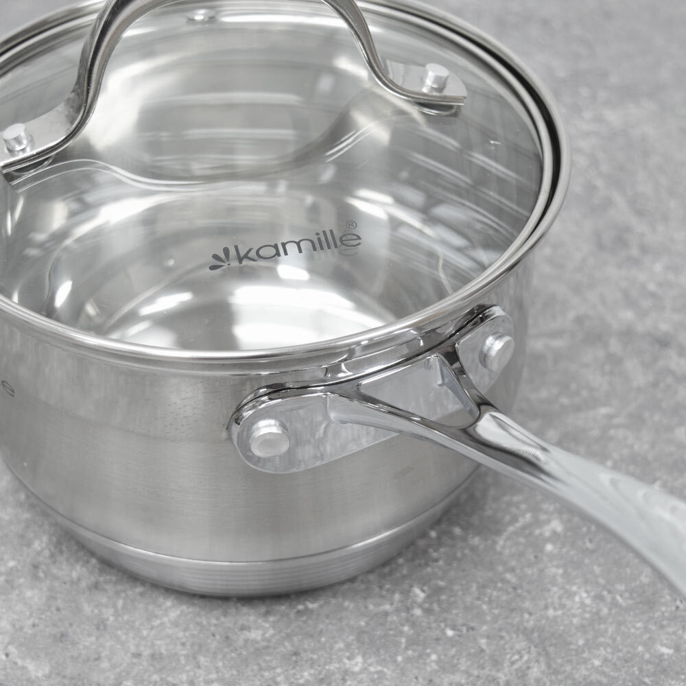 Набор кастрюль 5 предметов (1,8л, 2,3л, 3,3л, 5,8л, ковш 1,8л) нерж, 7-ми слойное дно, индукция