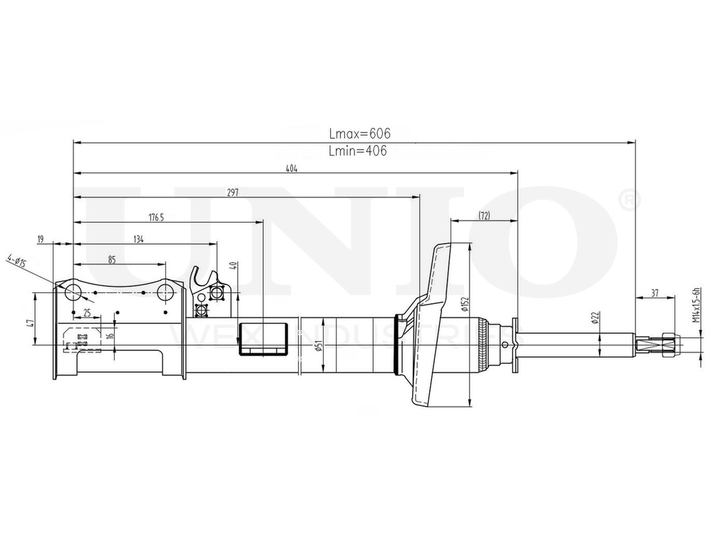 Амортизатор газовый задней подвески левый UNIO SAB-10074