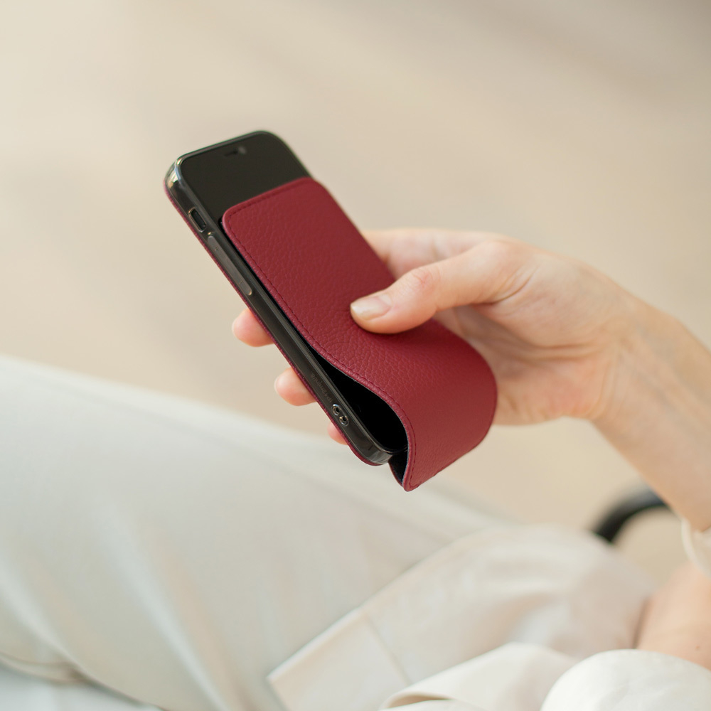 Чехол для iPhone 12 Mini из натуральной кожи теленка, вишневого цвета