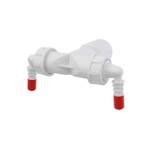 Колено с двумя штуц. DN40/32 / 8–16 с обрат. клап. АлкаПласт (50/1шт)