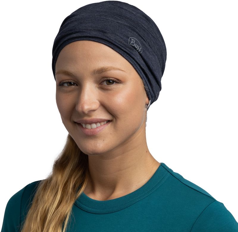 Шерстяной шарф-труба Buff Merino Lightweight Solid Night Blue Фото 2