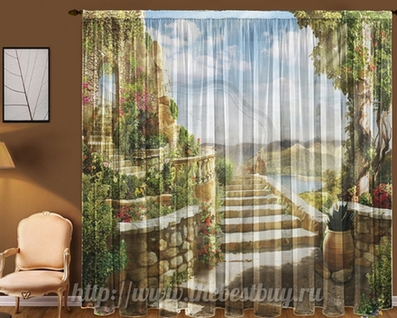 Фото-тюль: Прованс (арт. L20-0073)  -  (145х270)х2 см.