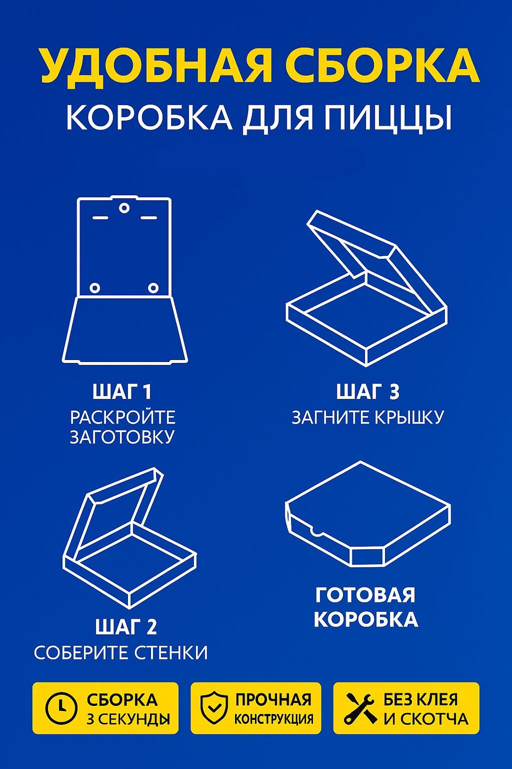 Картонная коробка для пиццы 36x36x4 см большая упаковка для доставки