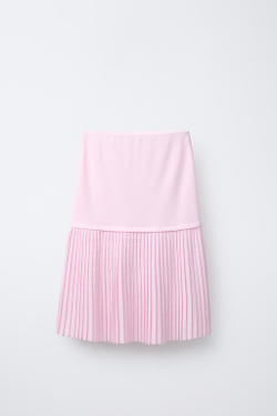 ZARA ПЛИССИРОВАННАЯ ЮБКА МИДИ, РОЗОВЫЙ