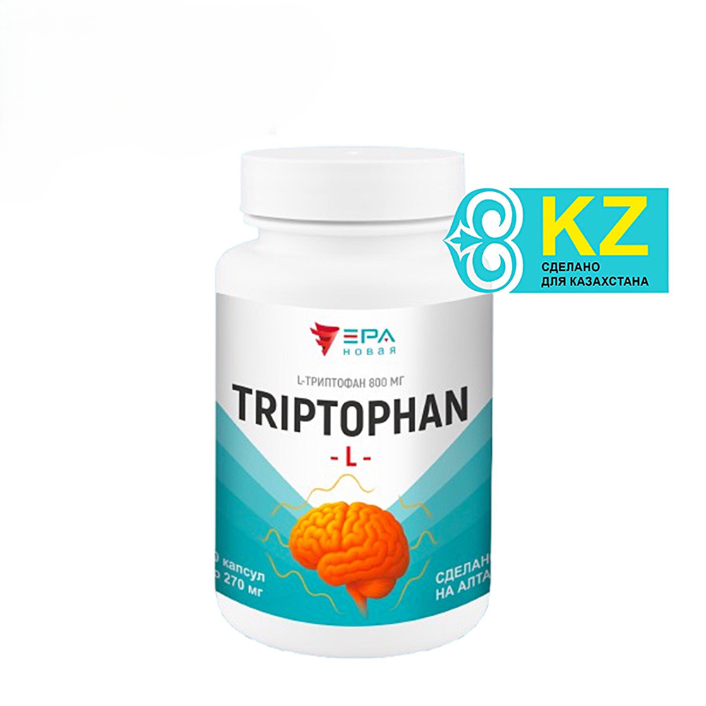 Новая Эра, NEW ERA, L-TRYPTOPHAN №60, Триптофан 800 мг аминокислота от стресса и бессонницы, повышение работоспособности, снижение веса, понижение аппетита