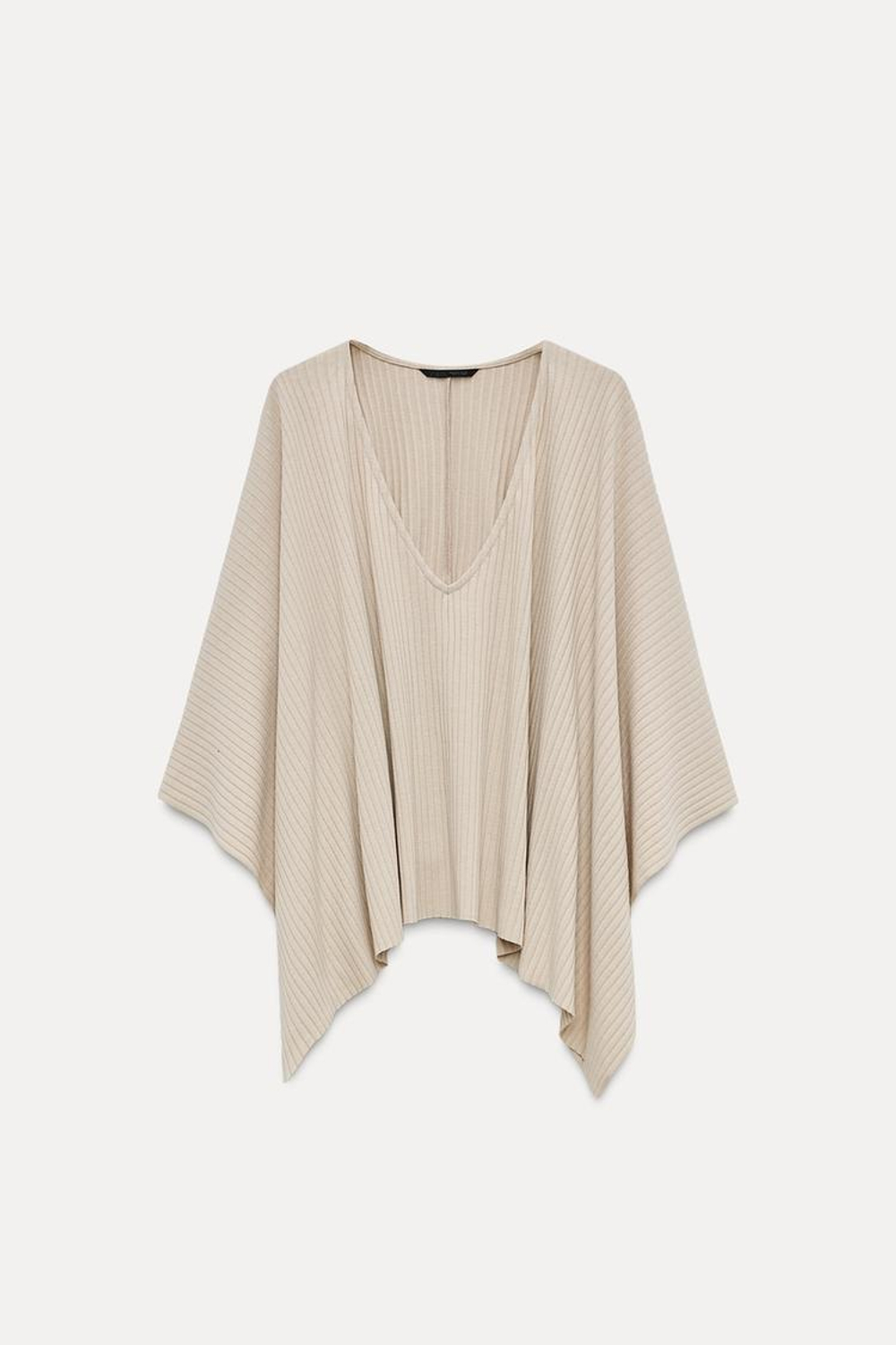 ZARA НАКИДКА АСИММЕТРИЧНОГО КРОЯ В РУБЧИК, ЭКРЮ