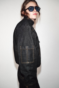 ZARA УТЕПЛЕННЫЙ БОМБЕР С ВОРОТНИКОМ-СТОЙКОЙ, ЧЕРНЫЙ