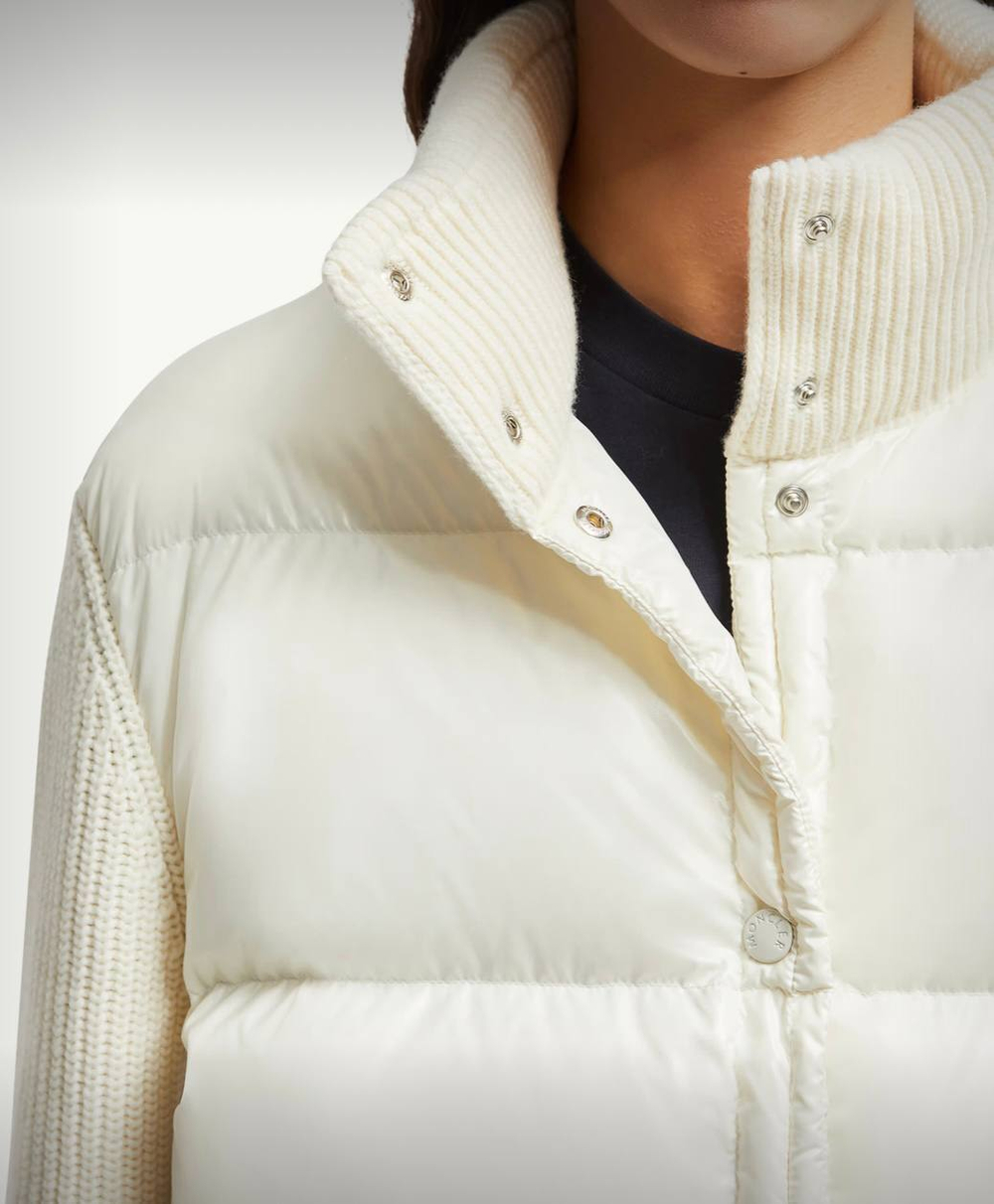 Утеплённый шерстяной жакет с пухом и лаковым нейлоном от Moncler