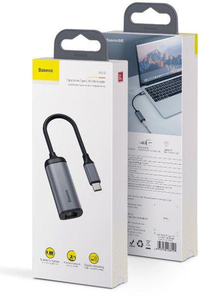 Переходник Baseus Enjoy series Type-C to LAN Adapter (CAHUB-H0G) Графитовый