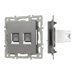 Механизм компьютерной розетки двойной SCT-MPC2-PL-GR (RJ-45, CAT6) (Arlight, -) 045338