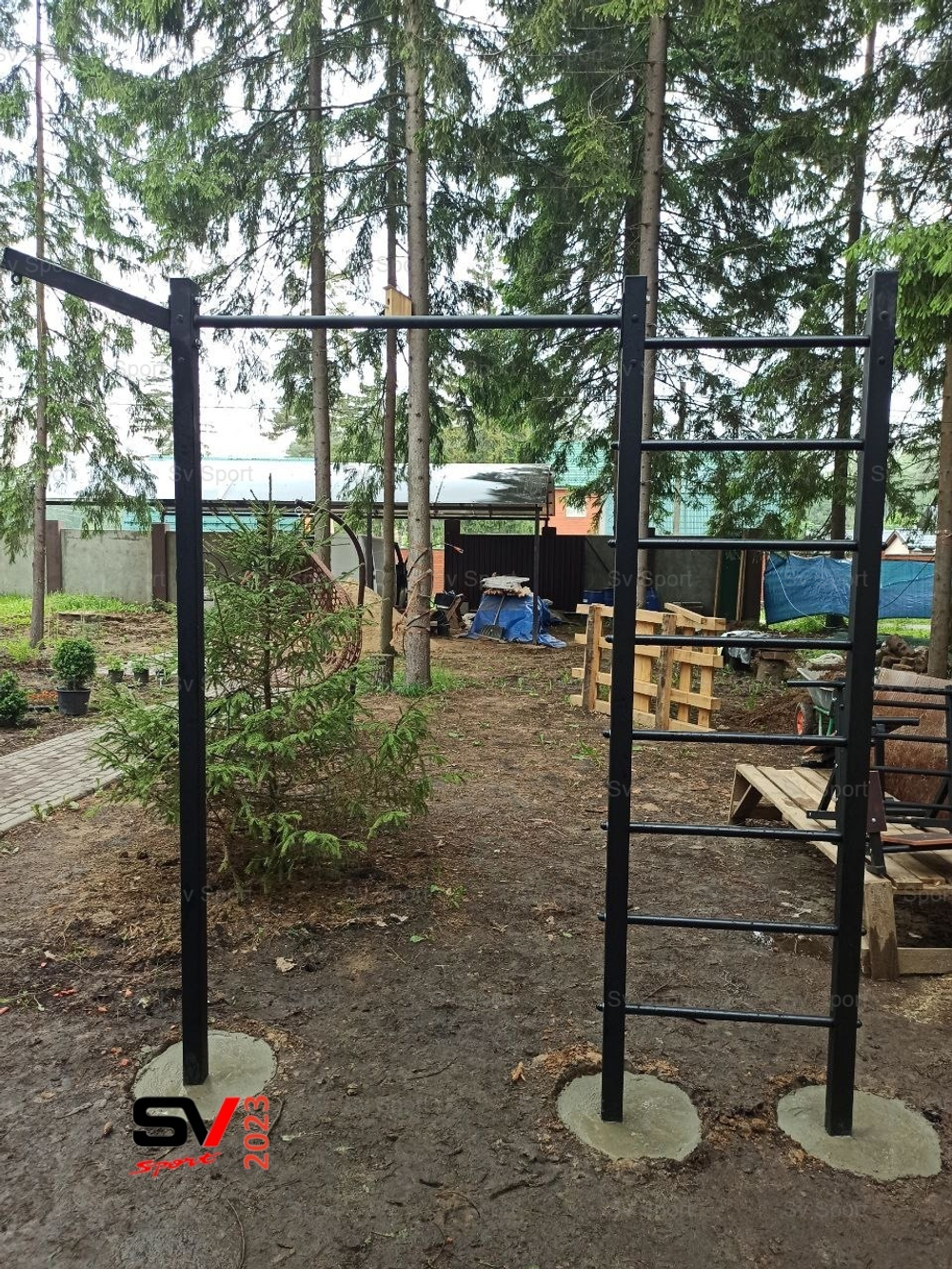 Монтаж уличной шведской стенки Sv Sport (3 вертикальных столба)