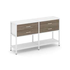 Shelf System Двухсекционный стеллаж двухярусный с ящиками SN.STM-222 Белый/Вяз Благородный/Металл Бе