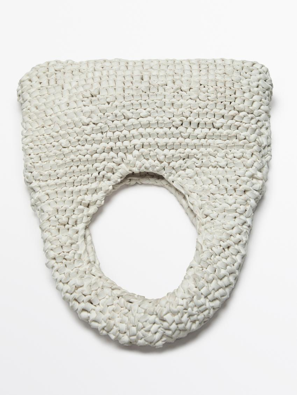 Massimo Dutti Мини-сумка из натуральной кожи, белый