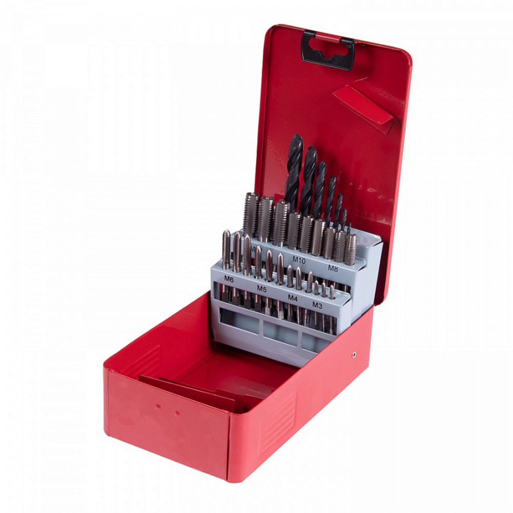KING TONY (11328SQ) Набор метчиков и сверл HSS-G М3-М12, 28 предметов