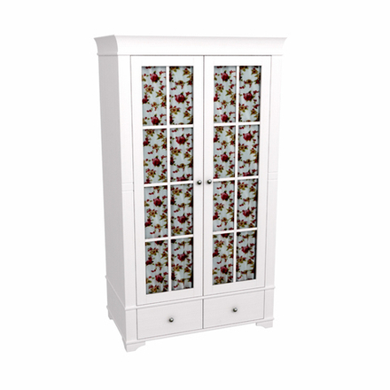 Шкаф 2х дверный со стеклянными дверями «Бейли» белый воск