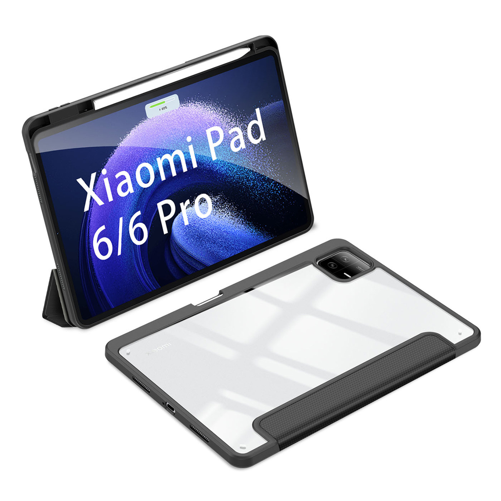 Чехол книжка черного цвета от Dux Ducis для Xiaomi Pad 6 и Pad 6 Pro, серия Toby Series Case, с функцией пробуждения и сна
