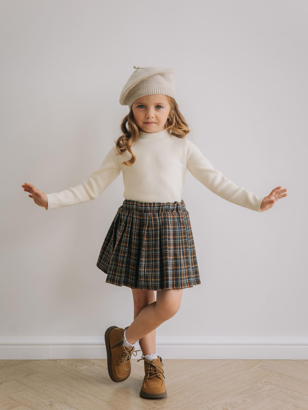 Юбка-шорты в клетку, Серый