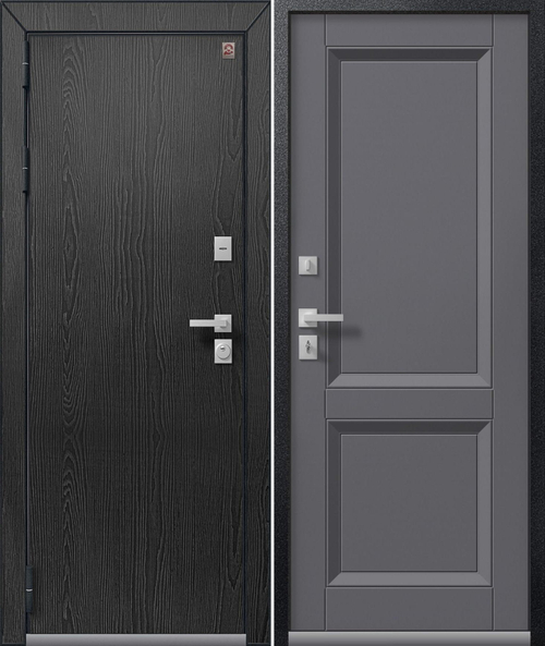 Входная дверь Центурион ТЕРМО Т-3 Premium Чёрный муар+Распил графит - Кашемир графит