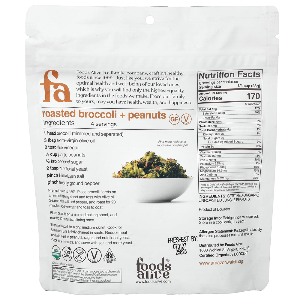 Foods Alive, арахис Jungle, 227 г (8 унций)