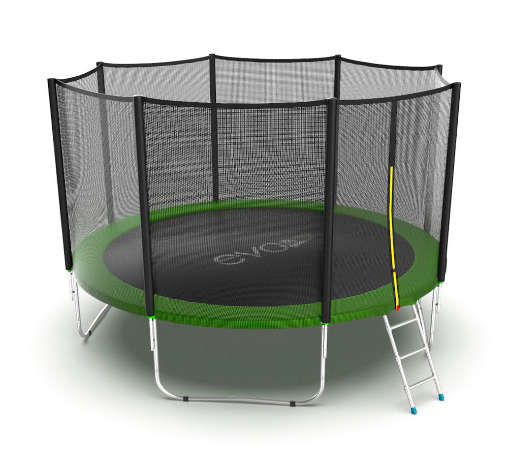 EVO JUMP External 12ft (Green) Батут с внешней сеткой и лестницей, диаметр 12ft (зеленый)
