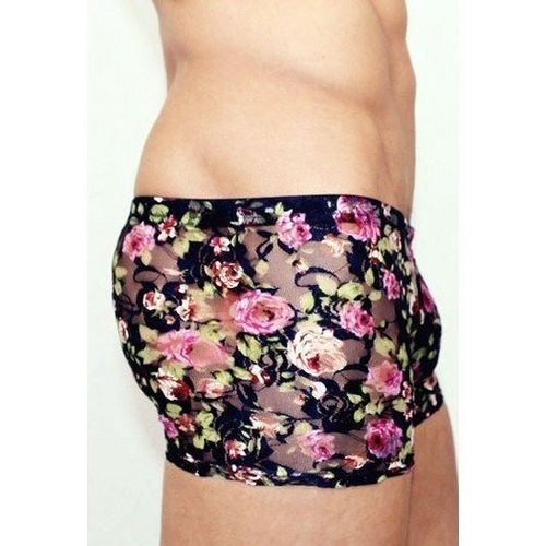 Мужские трусы боксеры темно-синие  с розами Romeo Rossi Rose Boxer RR00225