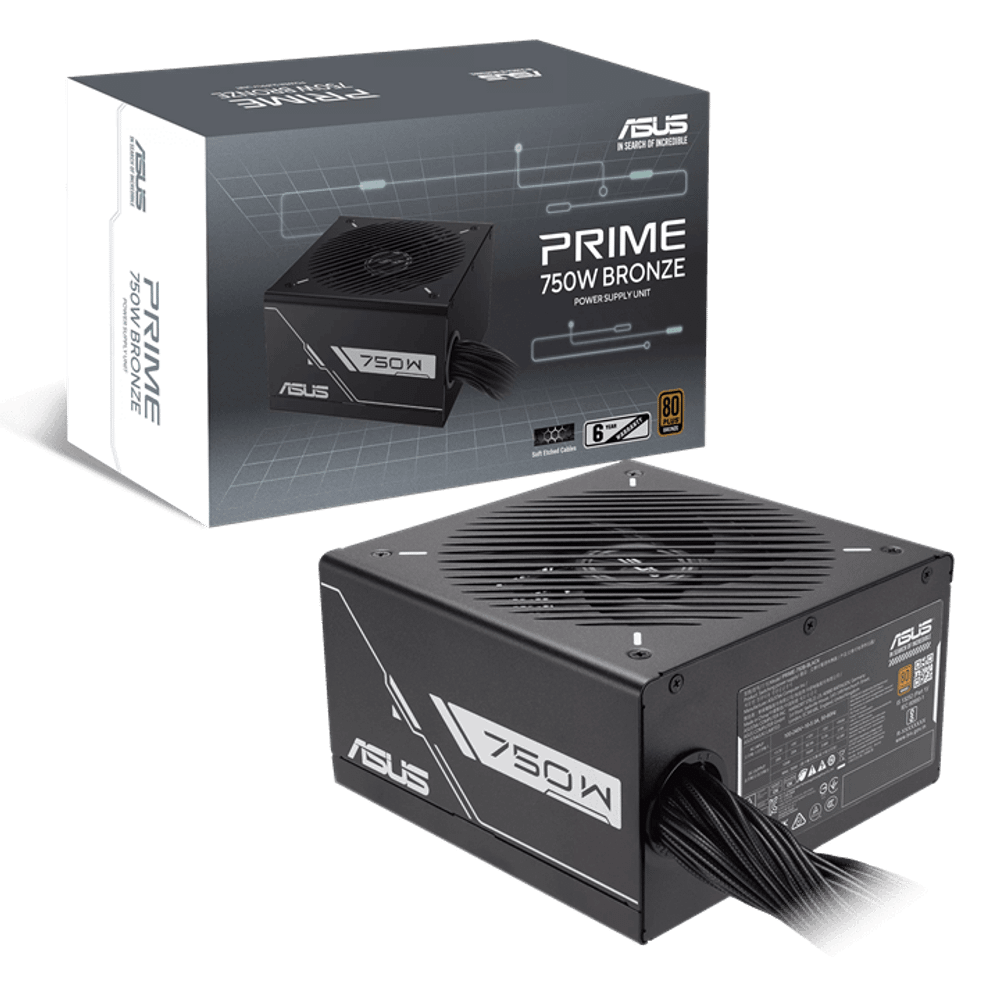 Блок питания ASUS  750W, Prime 750W Bronze, Non Modular, 80+ BRONZE, 88%, 135mm, PRIME-750B-BLACK