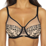 Бюстгальтер с шитыми чашками на косточках и контрастной вышивкой (Размер: 80H) (Цвет: черный с бежевым)