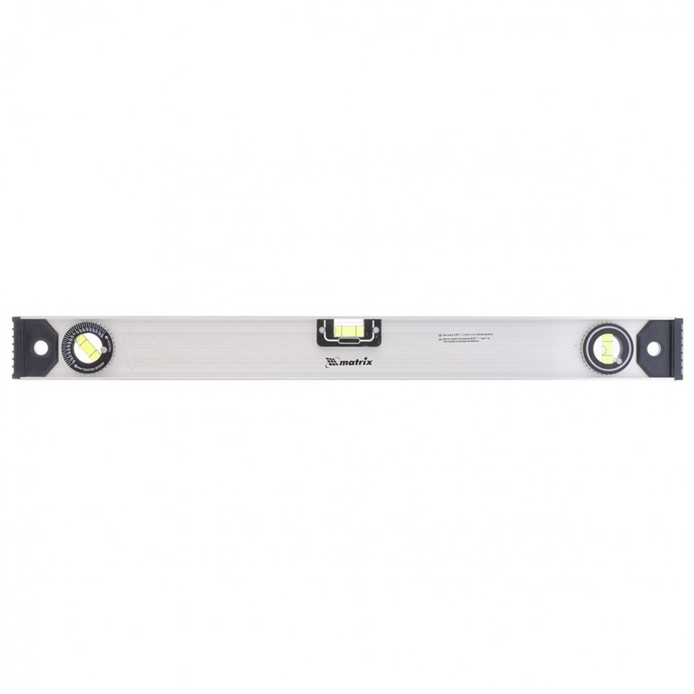 Уровень алюминиевый "Рельс", 600 мм, 3 глазка (1 поворотный) Matrix, 34023