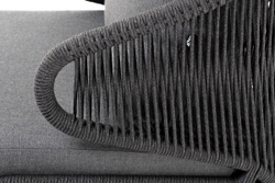 "Милан" лаунж-зона 4-местная плетеная из роупа (веревки), каркас алюминиевый темно-серый, роуп темно-серый