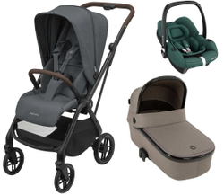 Детская коляска Maxi-Cosi Leona2 Oria 3 в 1 с автокреслом CabrioFix Essential green 1204204110 Twillic Graphite/1507470300 Luxe Twillic Truffle