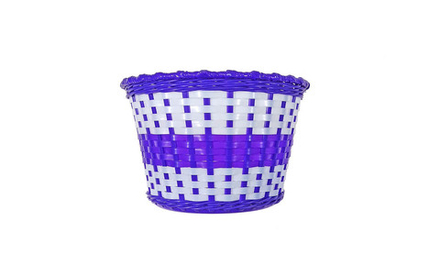 Корзина TRIX для детского велосипеда 12"-16", крепление на руль, 235x165x155мм, пласт., бело-фиолетовая