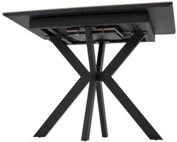 Стол КОМИЛЬФО МИНИ 100 БЕЛЫЙ МРАМОР с прожилками латте, керамика / ЧЕРНЫЙ, М-City