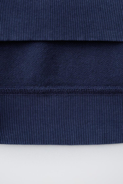 ZARA ТОЛСТОВКА ИЗ КРАШЕНОЙ ТКАНИ С НАШИВКОЙ, СИНИЙ