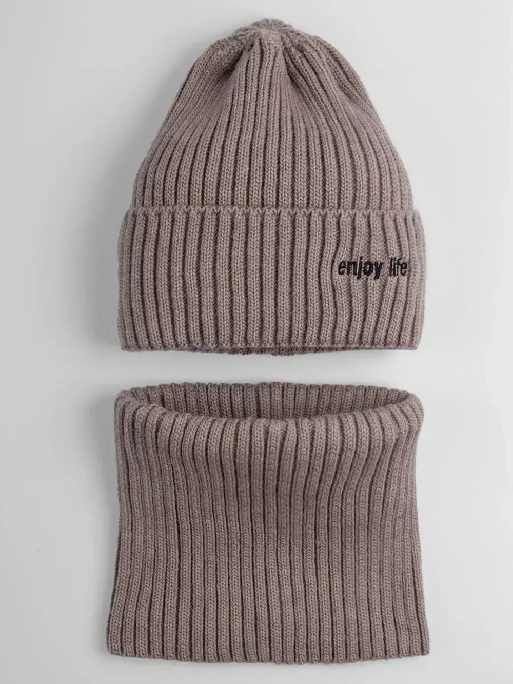 Шапка детская осенняя со снудом серая