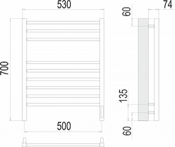 Полотенцесушитель Terminus Сицилия П9 500х700 электро (sensor quick touch)