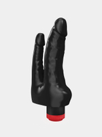 Двойной вибромассажёр чёрного цвета - 17 см. (Цвет: черный)