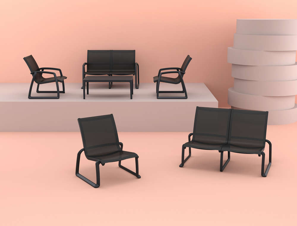 Диван пластиковый двухместный Siesta Contract Pacific Lounge, черный