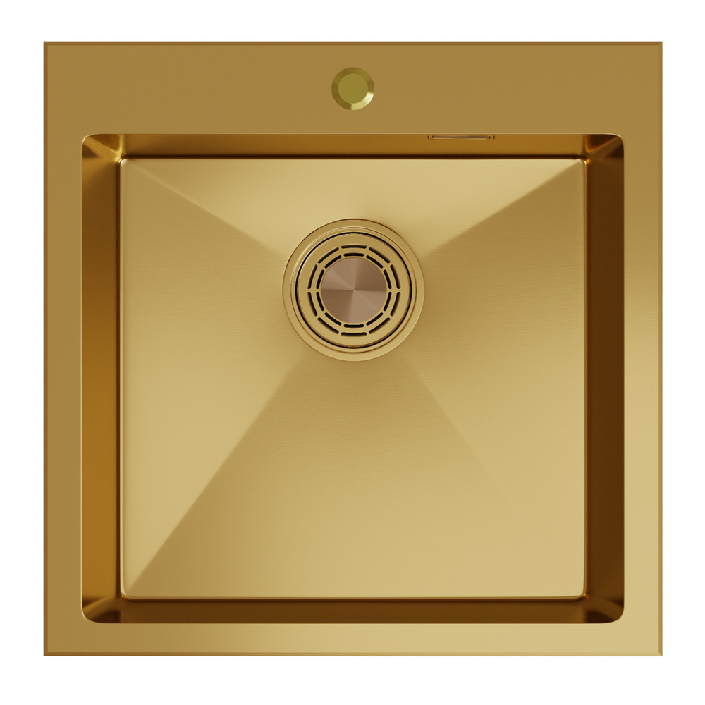 Мойка настол.монтаж 50х50 (3,0) вып 3 1/2  MIXLINE PRO С ФАСКОЙ 20см с сифоном (золото)