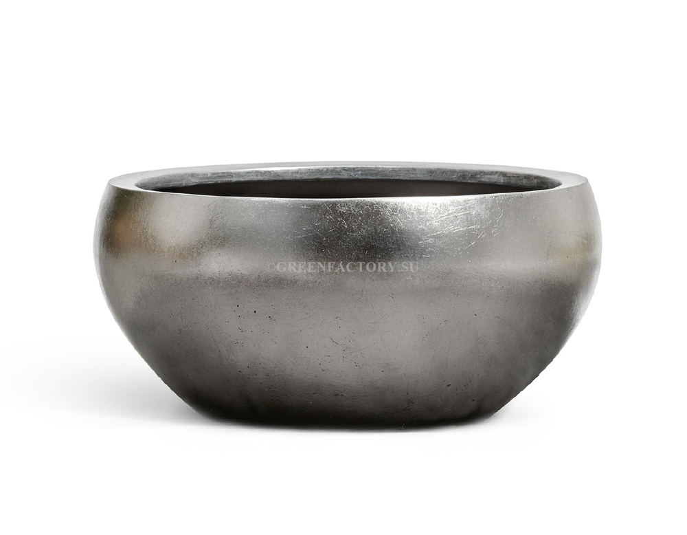 Кашпо TREEZ Effectory - Metal - Низкая полусфера - Стальное серебро