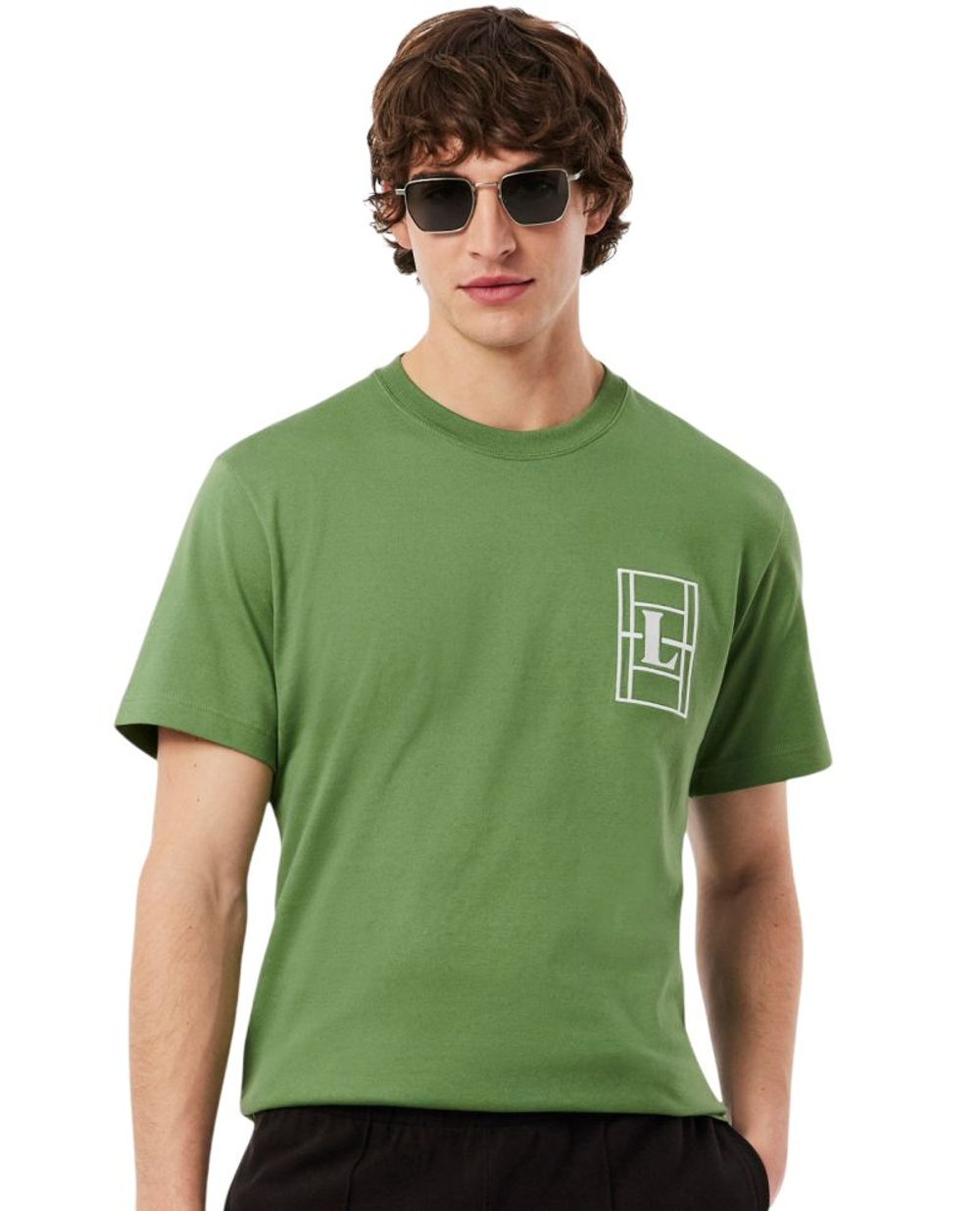 Теннисная футболка Lacoste Embroidered Heavy Jersey - lime green