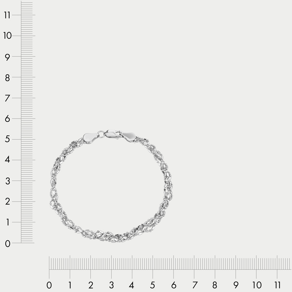 Браслет цепной из белого золота 585 пробы с плетением "Косичка" без вставок (арт. НБ 18-310-3 1.20)