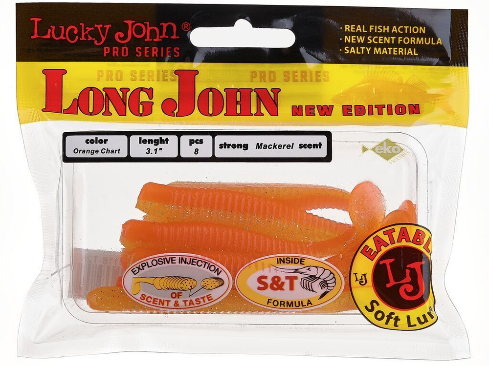 Мягкая приманка Lucky John LONG JOHN 3.1in (79 мм), цвет T26, 8 шт.