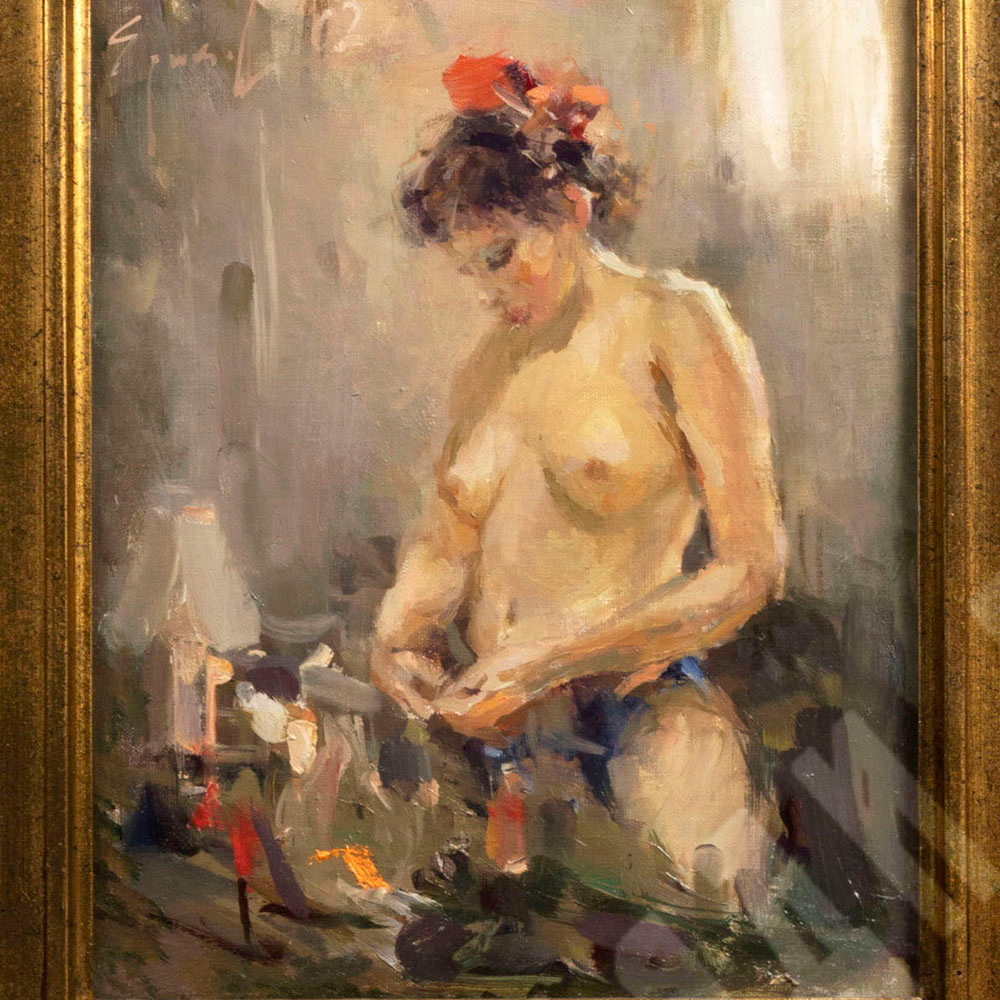 [Ню] Н/х. Обнаженная. Утро. Картон, масло. 2002 г.