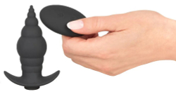 Черная анальная вибропробка RC Butt Plug - 9,6 см.