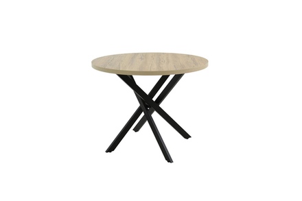 Стол Аврора Рига D950,Дуб Сильверджек Ореховый, Поненте/Чёрный